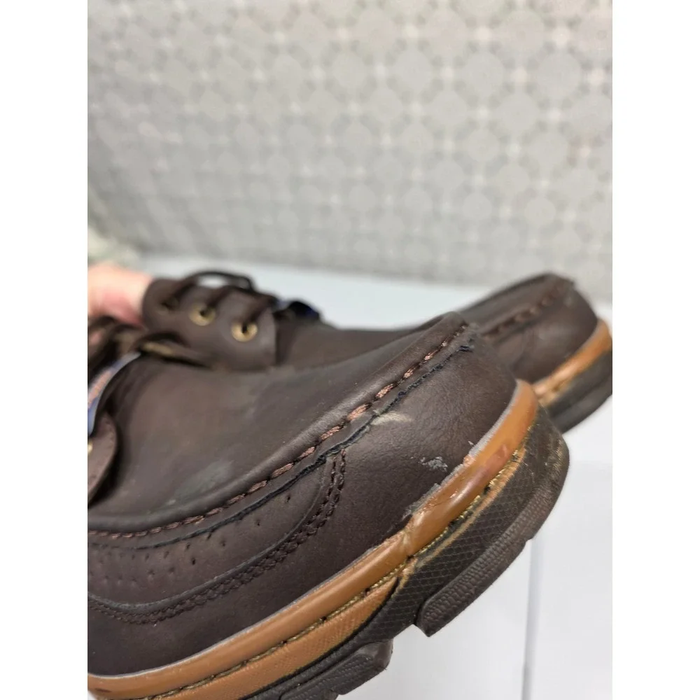 Smiths Workwear Mens Georgia Style Brown Leather Lace Up Boat Shoes Size‎ 11
